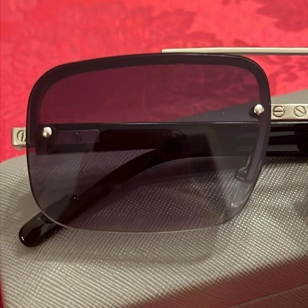 NWOT John Varvatos Square Metal Frame Rimless Sunglasses Smoky Gradient Lens